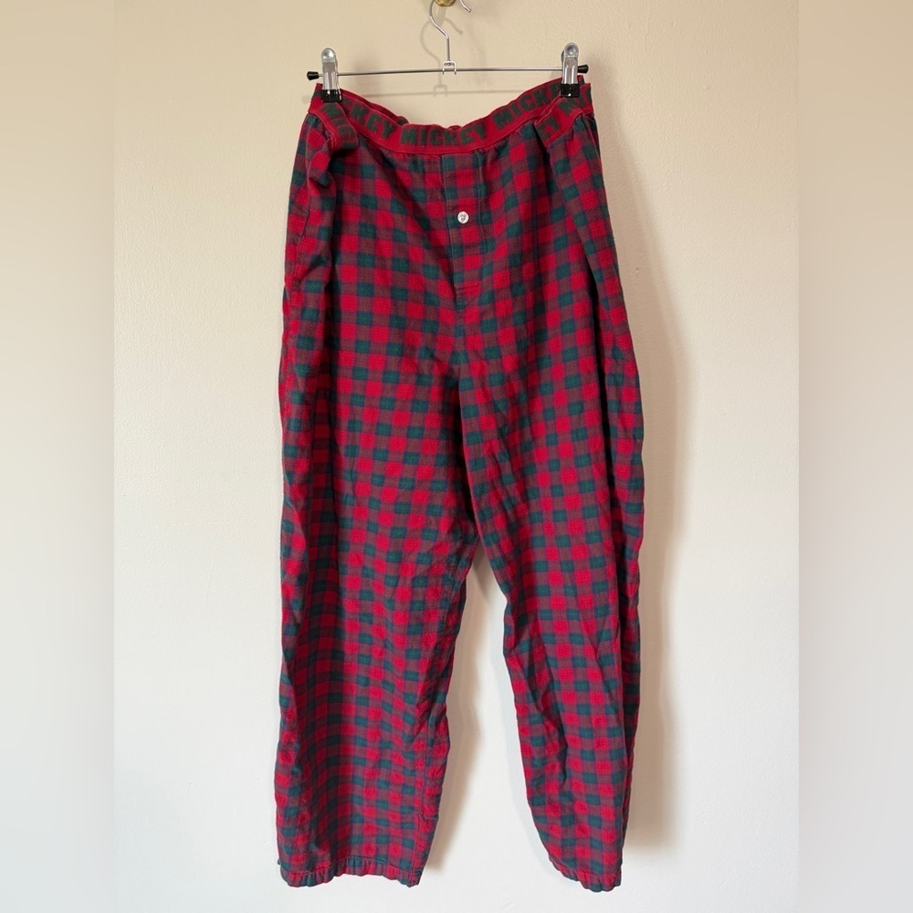 2 piece Disney mickey mouse pants (L) and shirt (XL) pajamas 100% cotton plaid - Picture 8 of 12